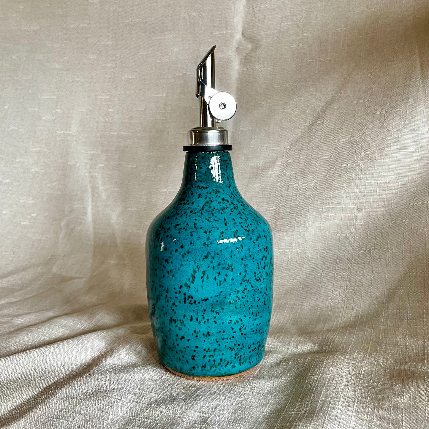 small olive oil bottle - turquoise