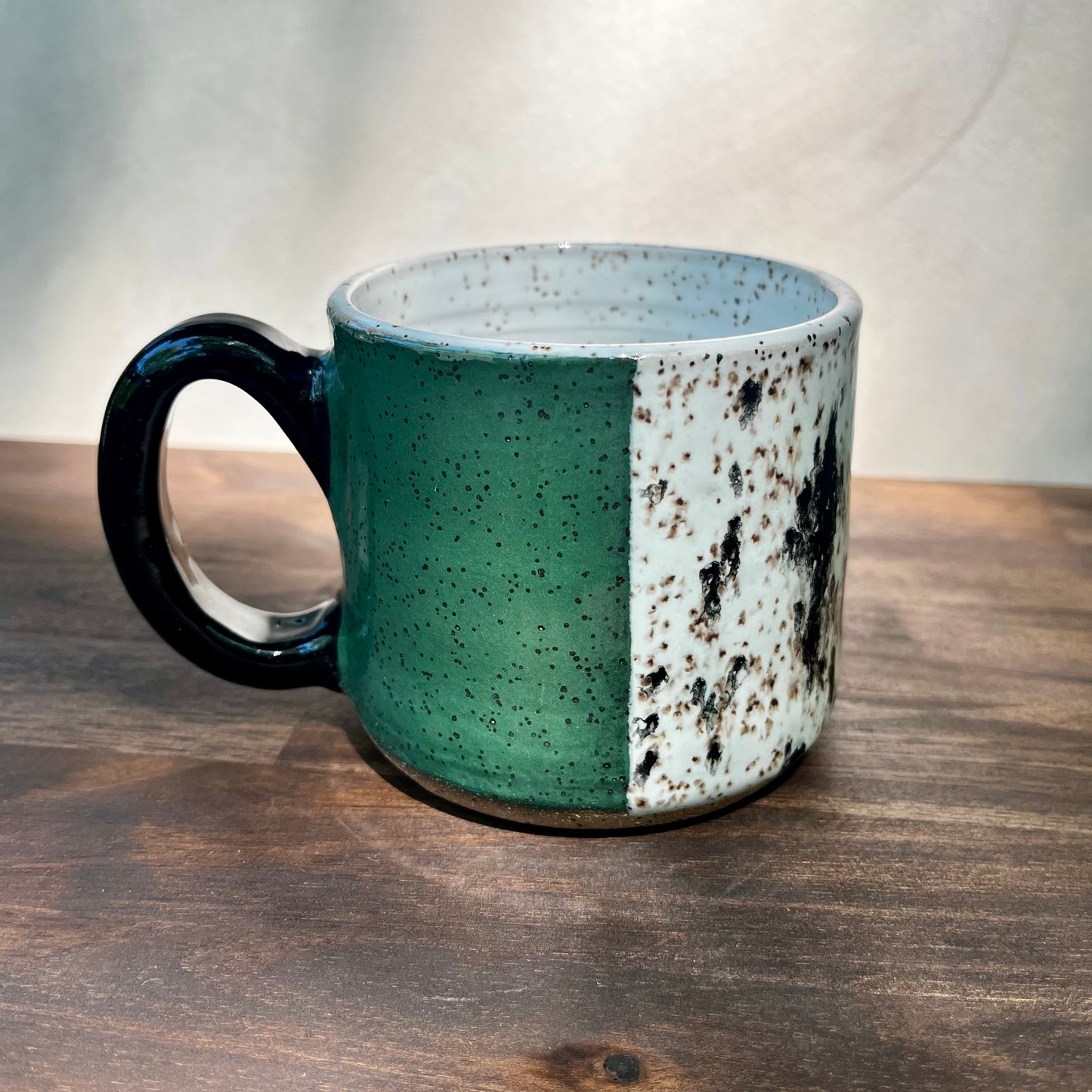 coffee mug - black/white spots/green 3