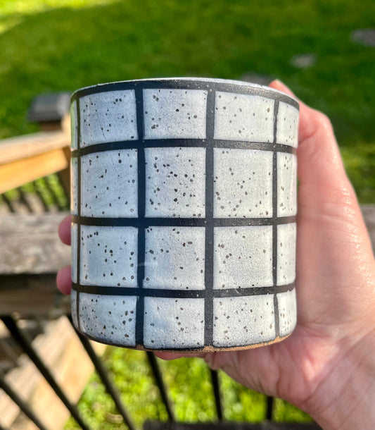 large handbuilt tumbler - black & white