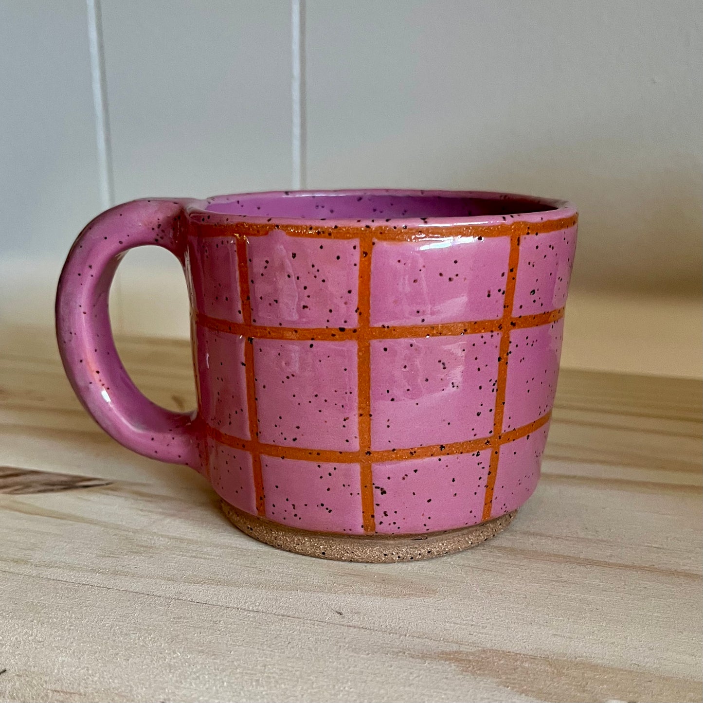 grid mug - pink & orange