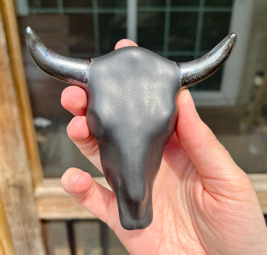 small cow skull - black & metallic