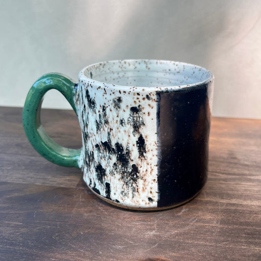 coffee mug - black/white spots/green 1