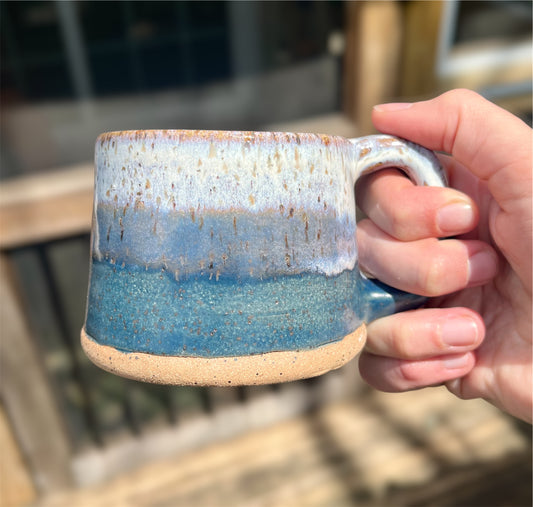 small mug - cream & blue
