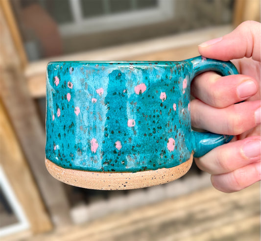 small mug - turquoise & pink