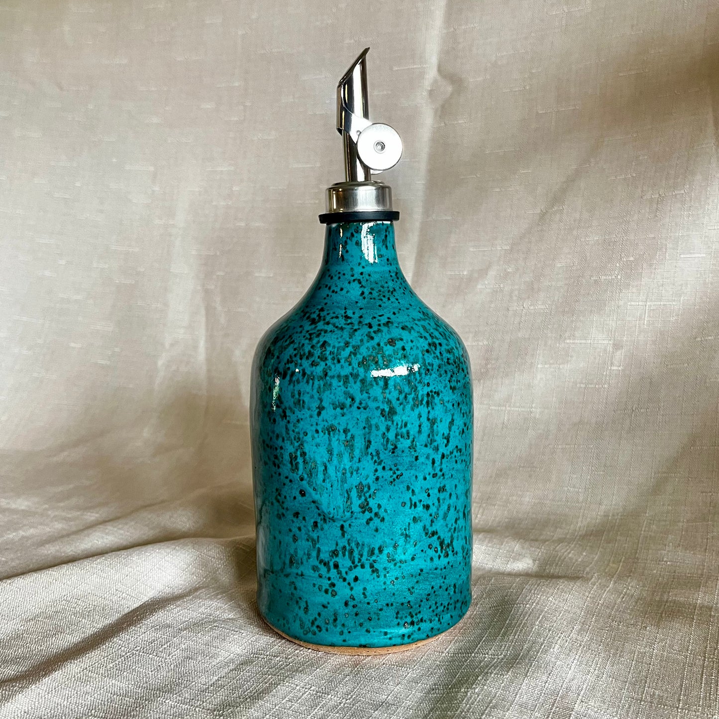 large olive oil bottle - turquoise
