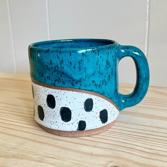 turquoise/spotted mug