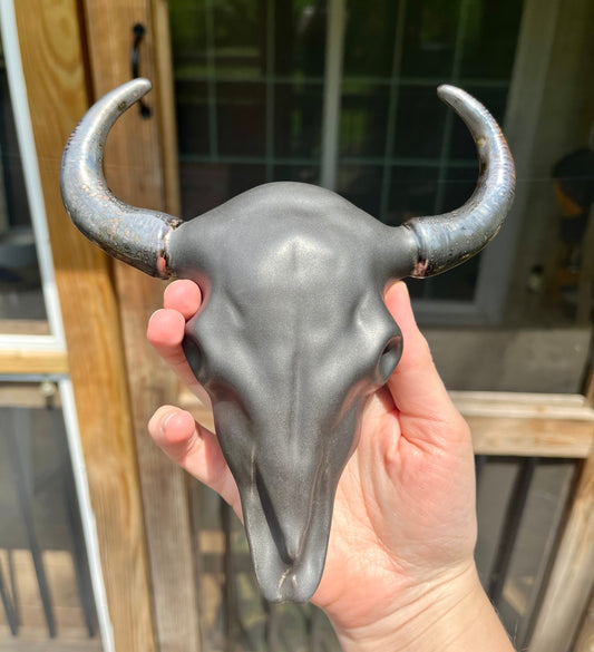 large cow skull - black & metallic