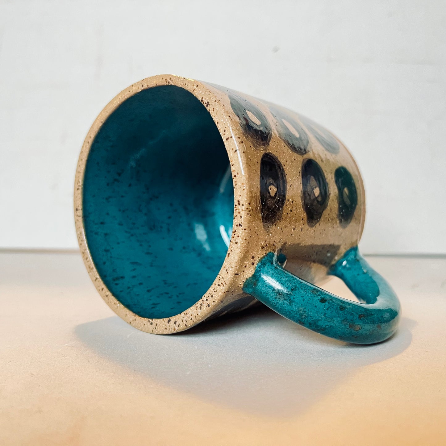 coffee mug - brown/black/turquoise