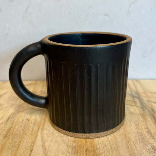 coffee mug - carved satin black