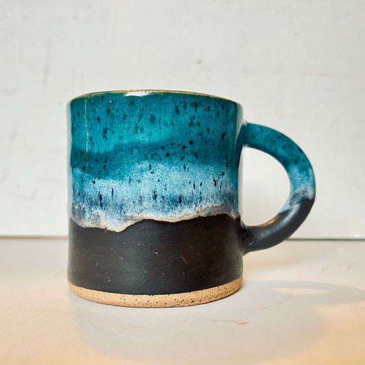 coffee mug - turquoise/black/cream