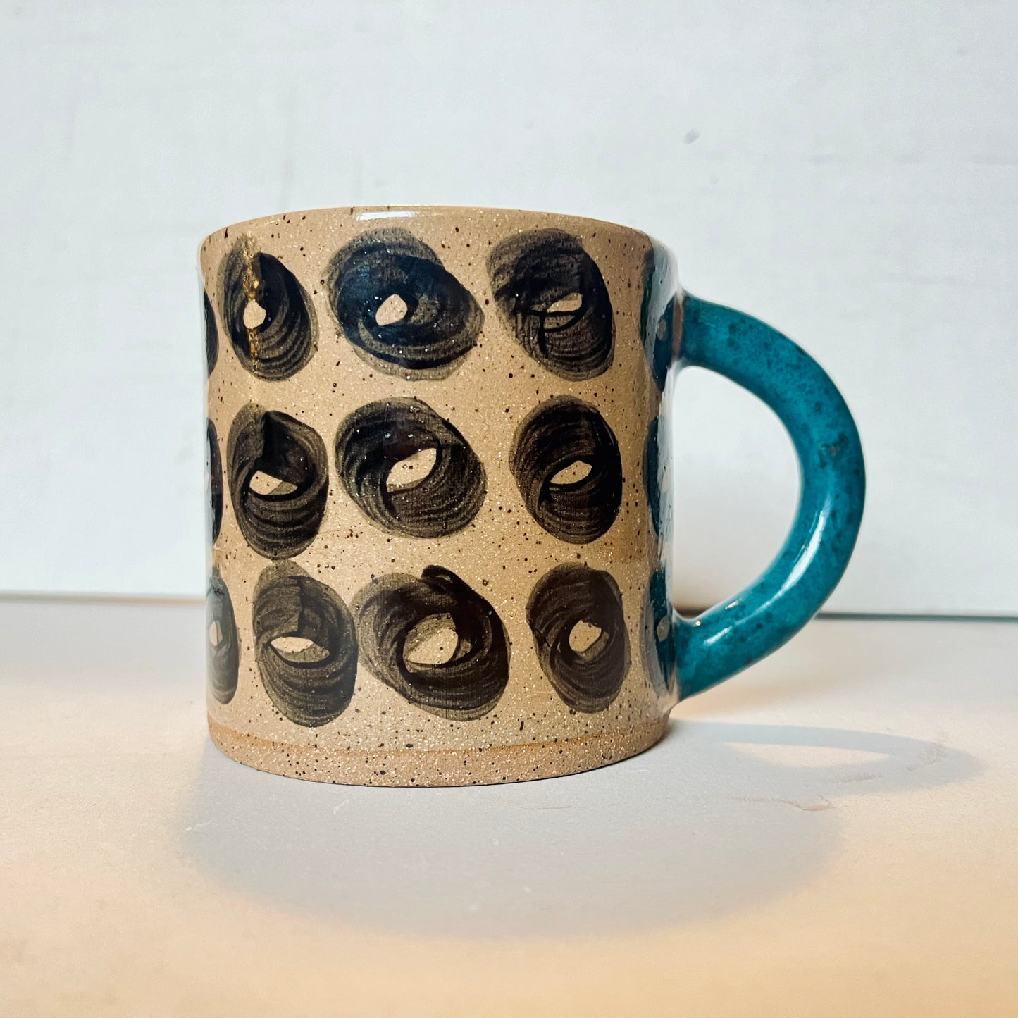 coffee mug - brown/black/turquoise