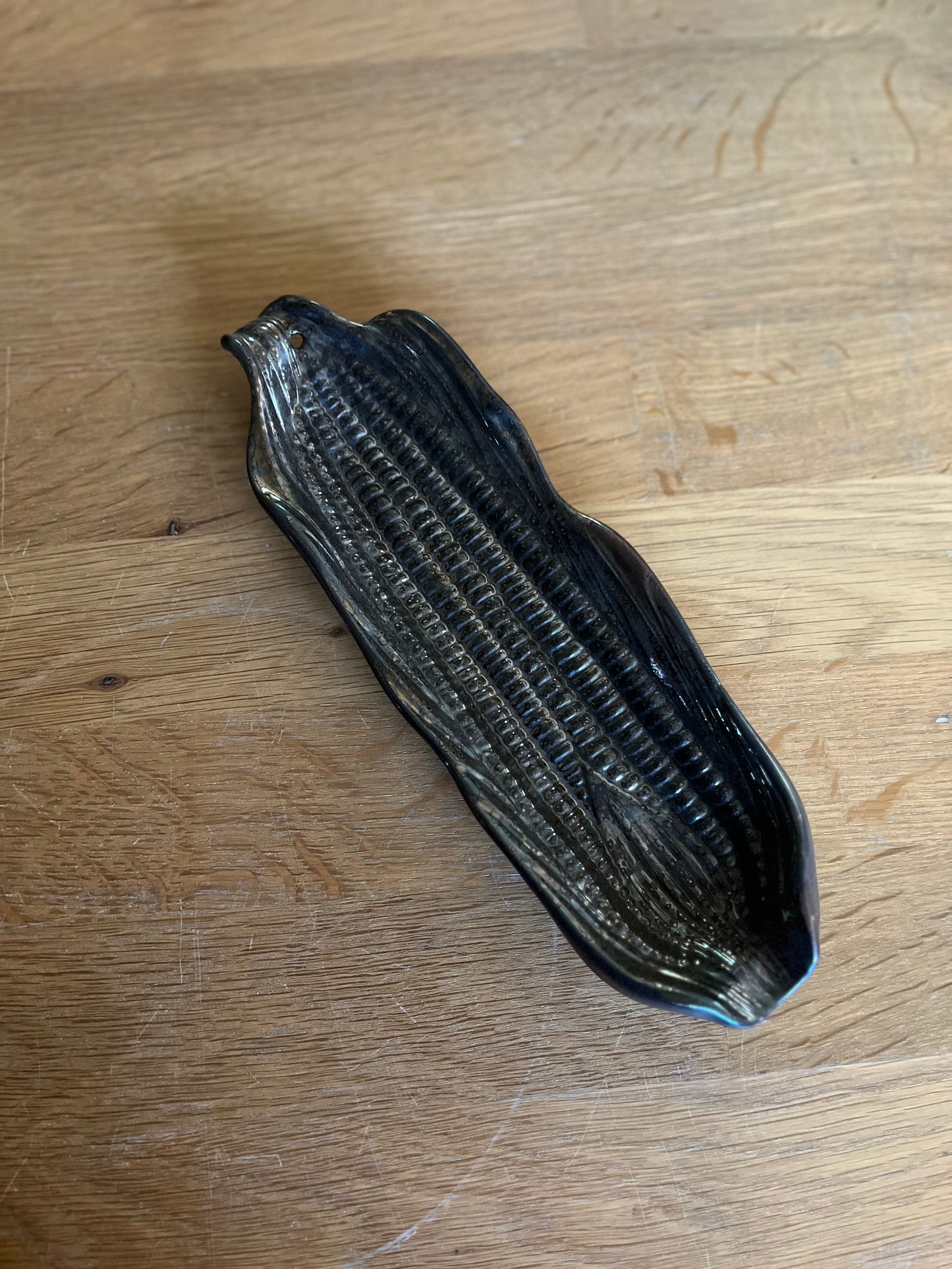 corn cob incense holder - metallic