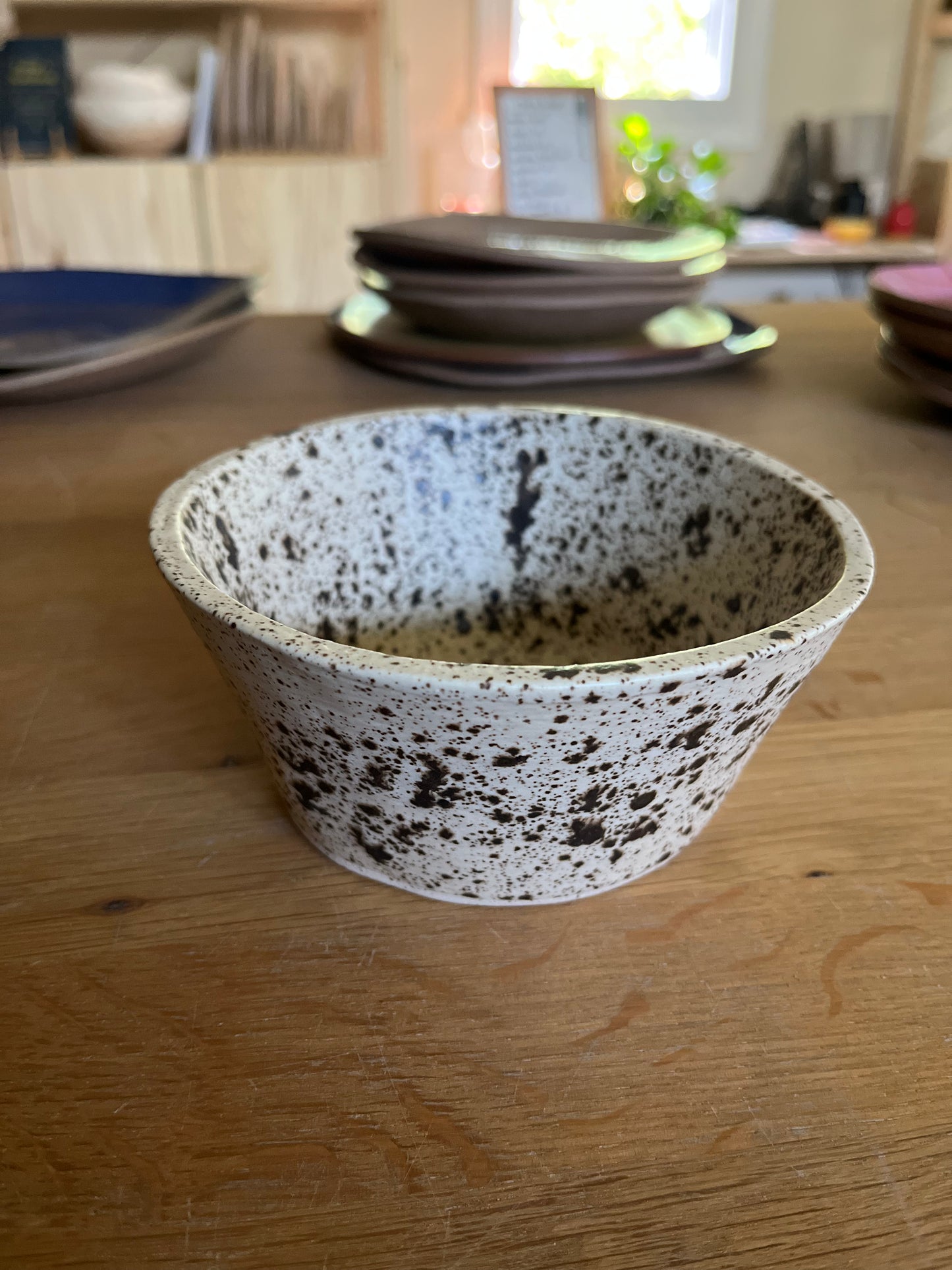 hand built bowl - brown/white matte
