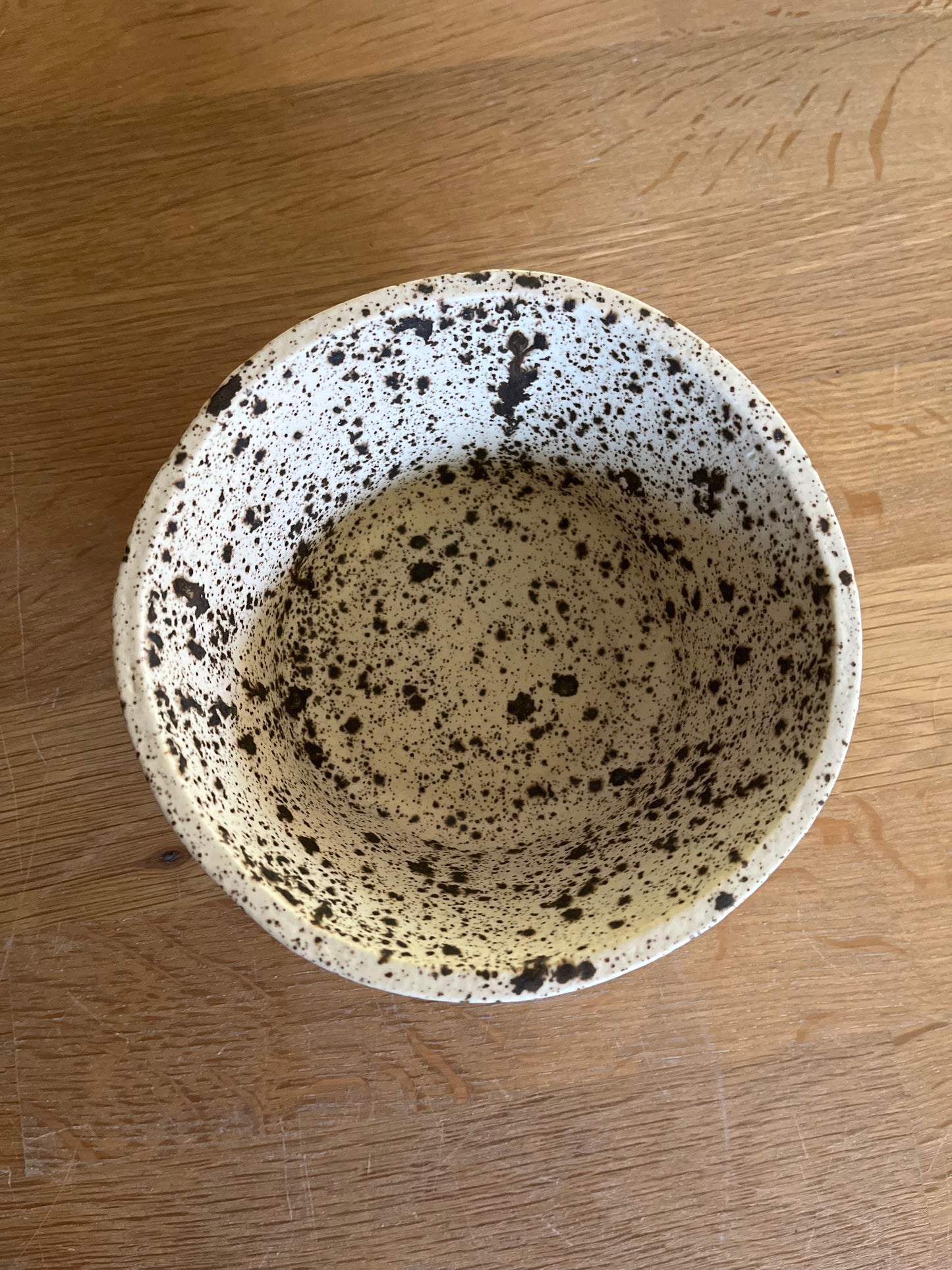 hand built bowl - brown/white matte