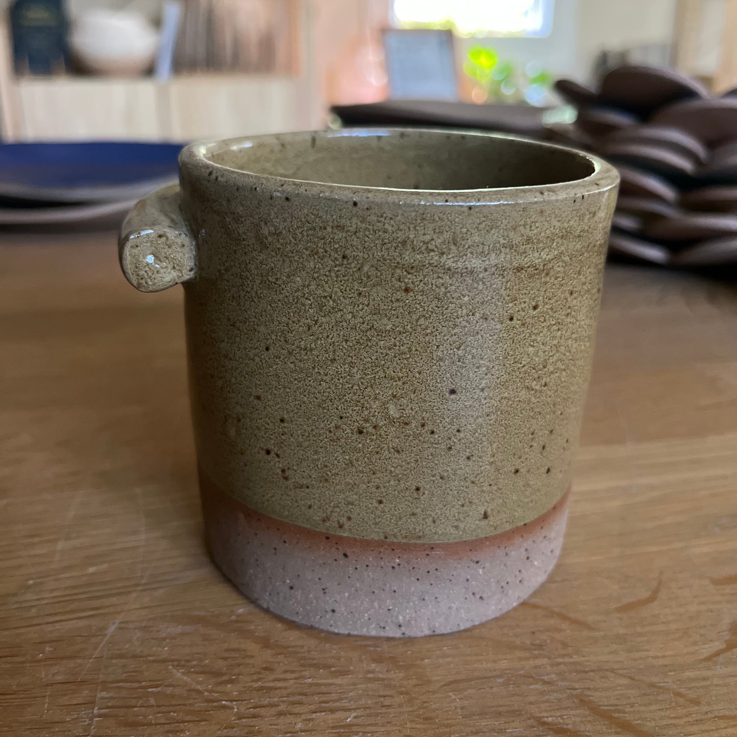 hand built nub handle cup - mustard yellow 2