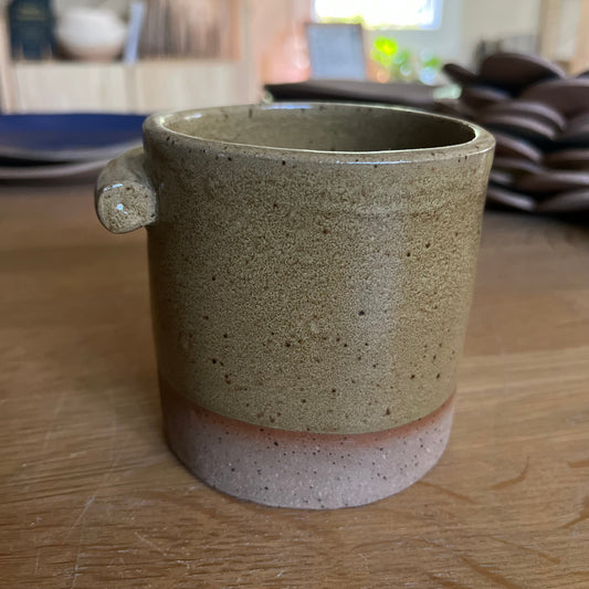 hand built nub handle cup - mustard yellow 2